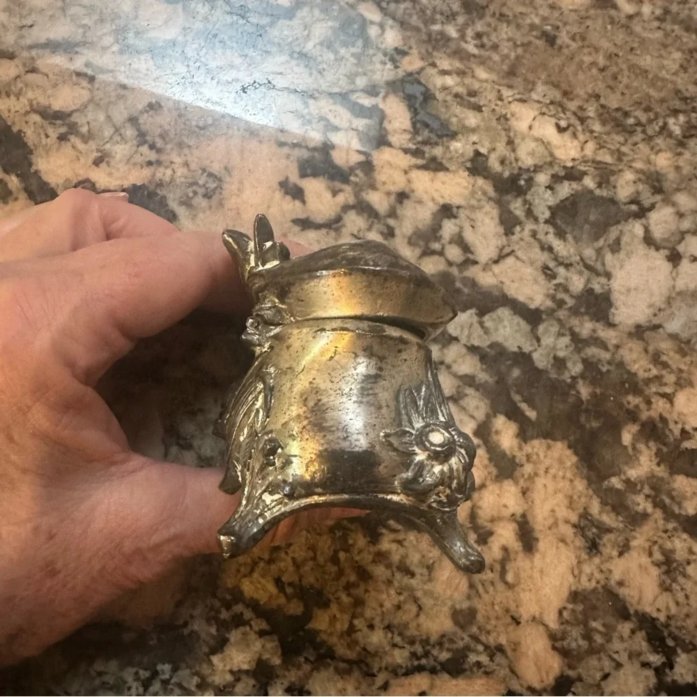 Vintage Silver Jewelry Box with Floral Design